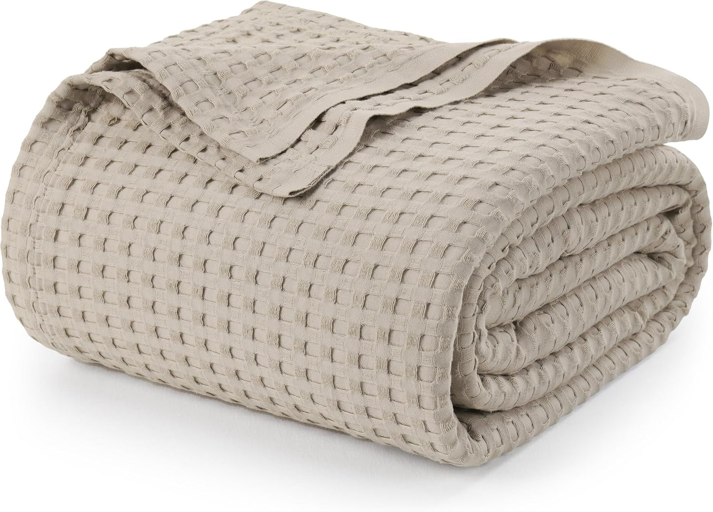 Utopia Bedding Khaki Cotton Waffle Blanket for All Seasons