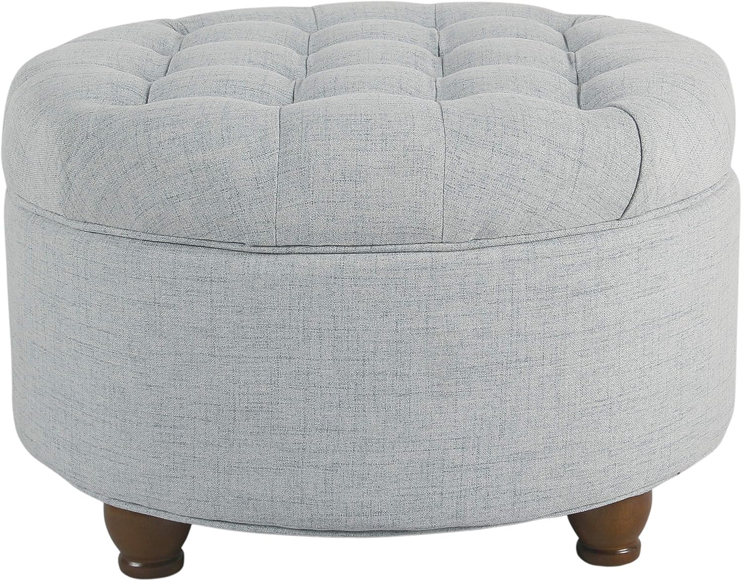 Stylish Round Storage Ottoman with Button Tufting for Home Decor