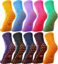 Non Slip Yoga Socks 10 Pairs - Anti Skid Gripper Socks for Pilates