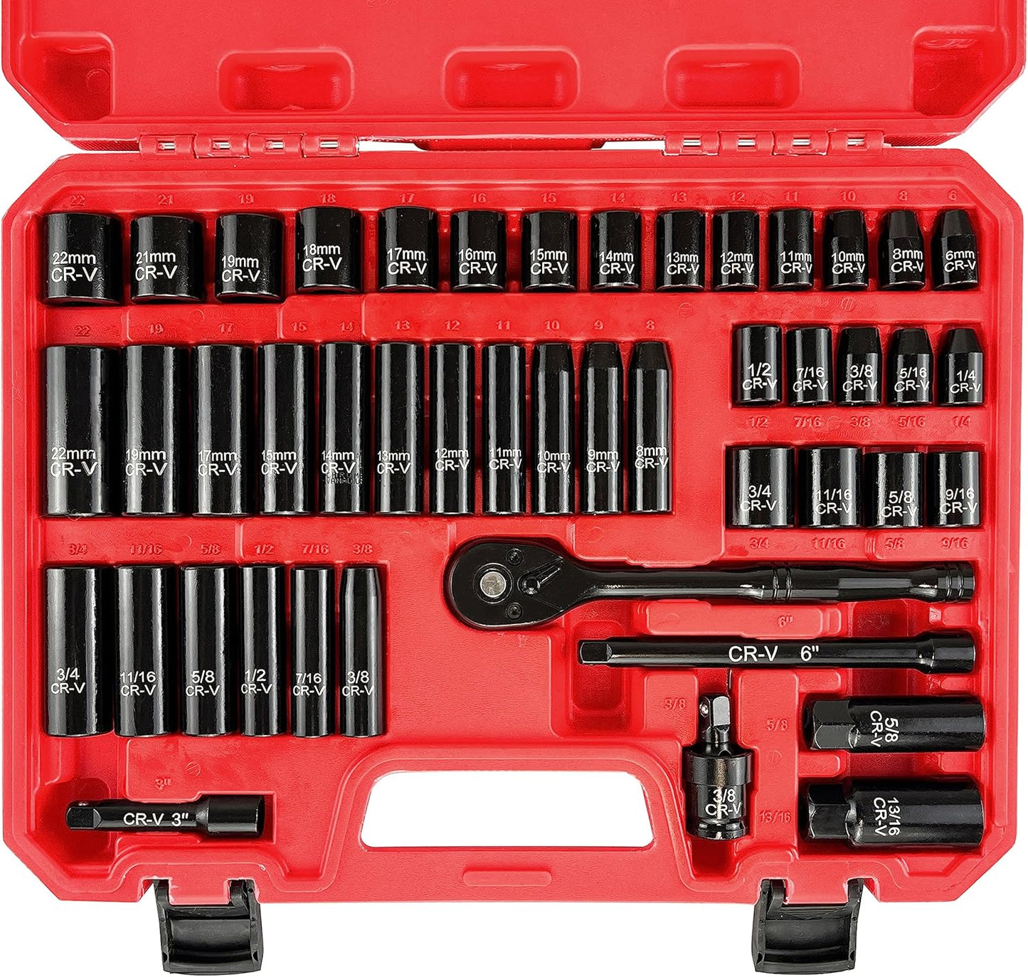 46pcs 3/8in Socket Set with Deep & Shallow Sockets for Mechanics