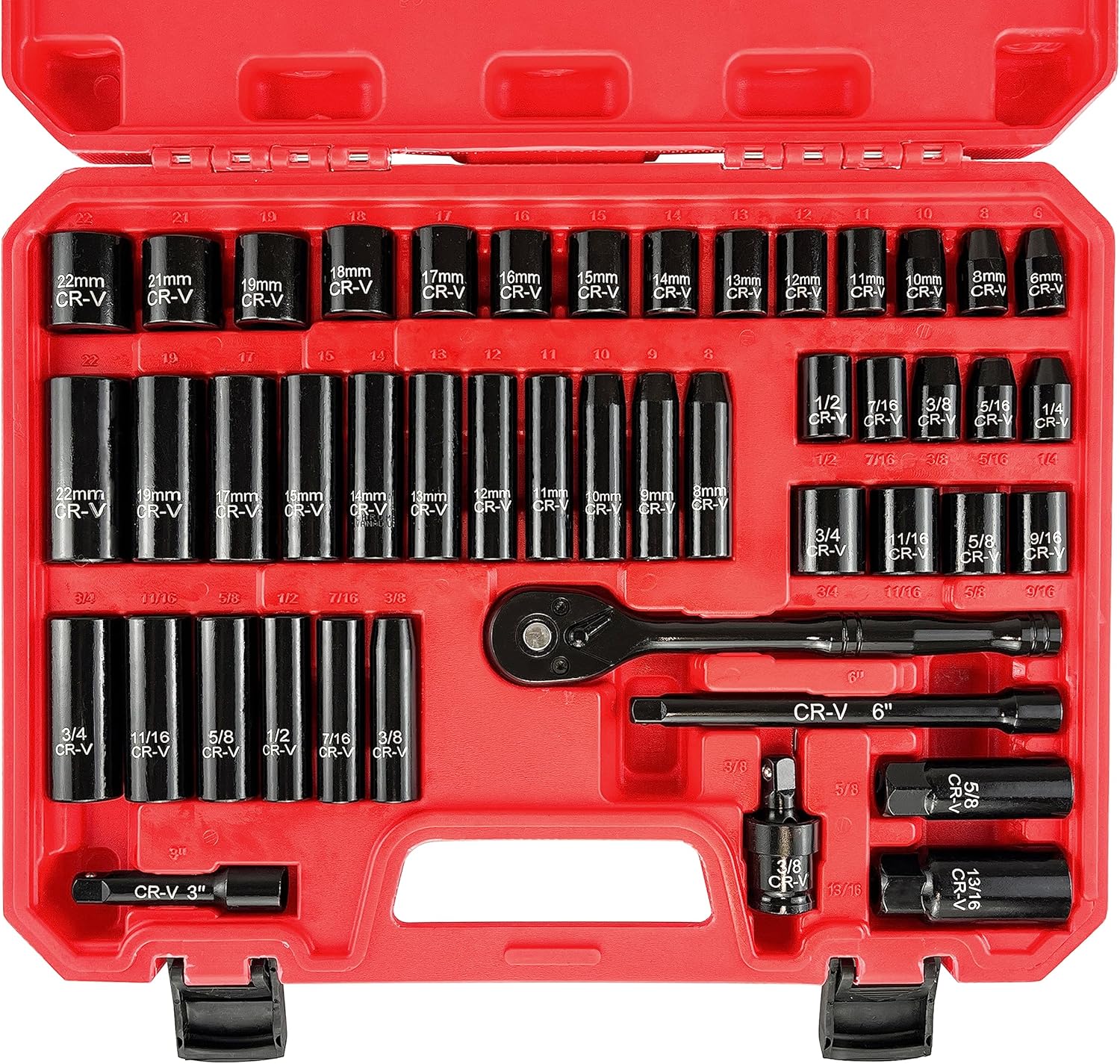 46pcs 3/8in Socket Set with Deep & Shallow Sockets for Mechanics