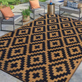 9 ft x 12 ft Reversible Plastic Patio Rug - Black & Brown Mat