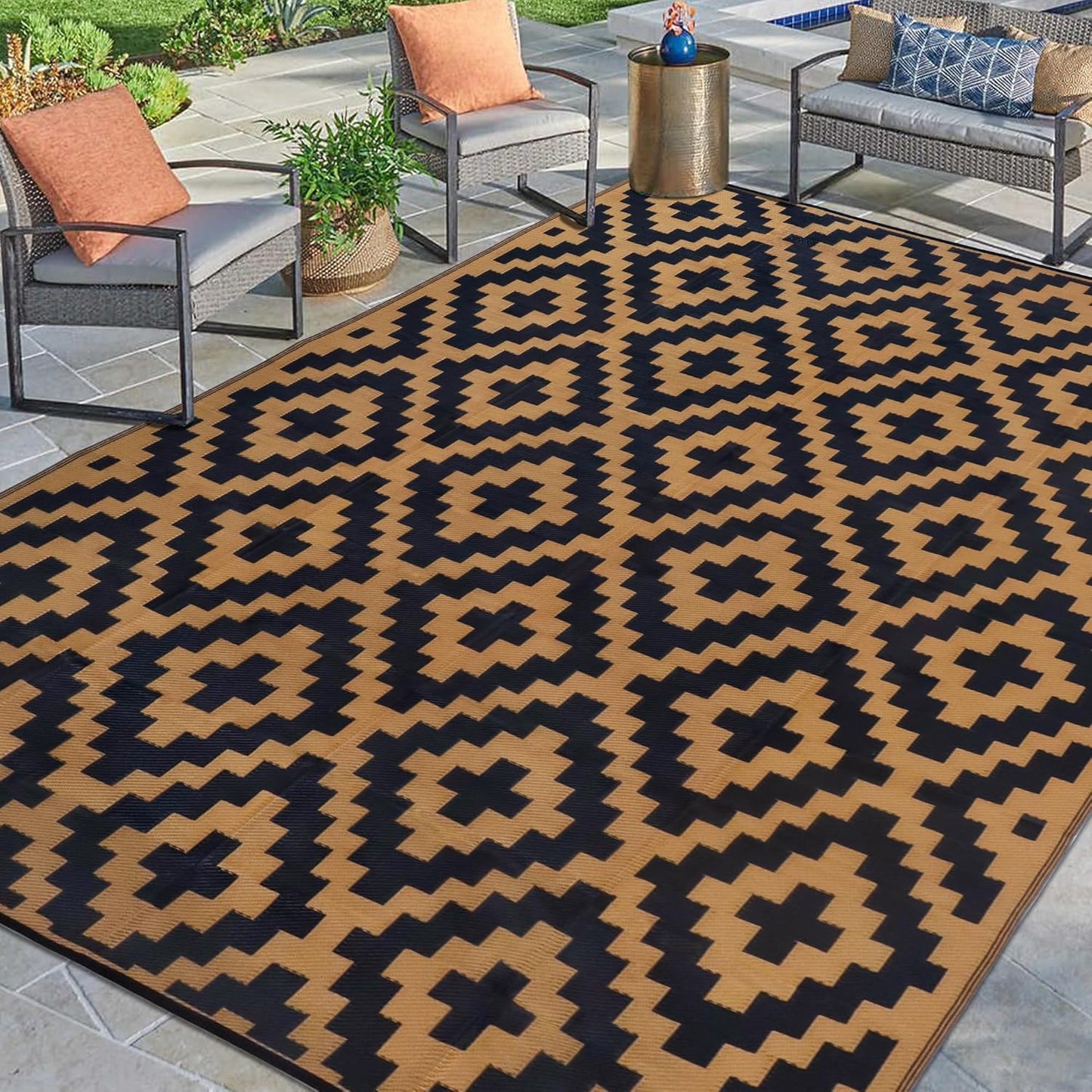 SAND MINE Reversible Mats for Outdoor and Indoor Use, 9ft x 12ft