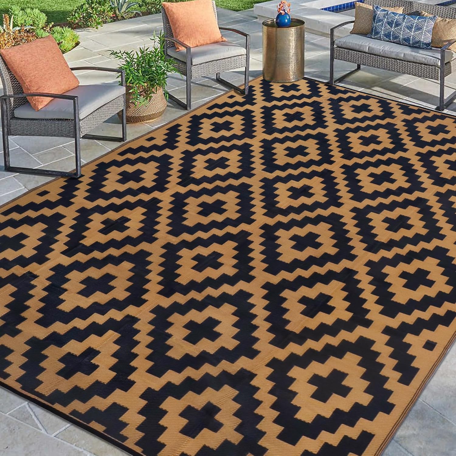 SAND MINE Reversible Mats for Outdoor and Indoor Use, 9ft x 12ft