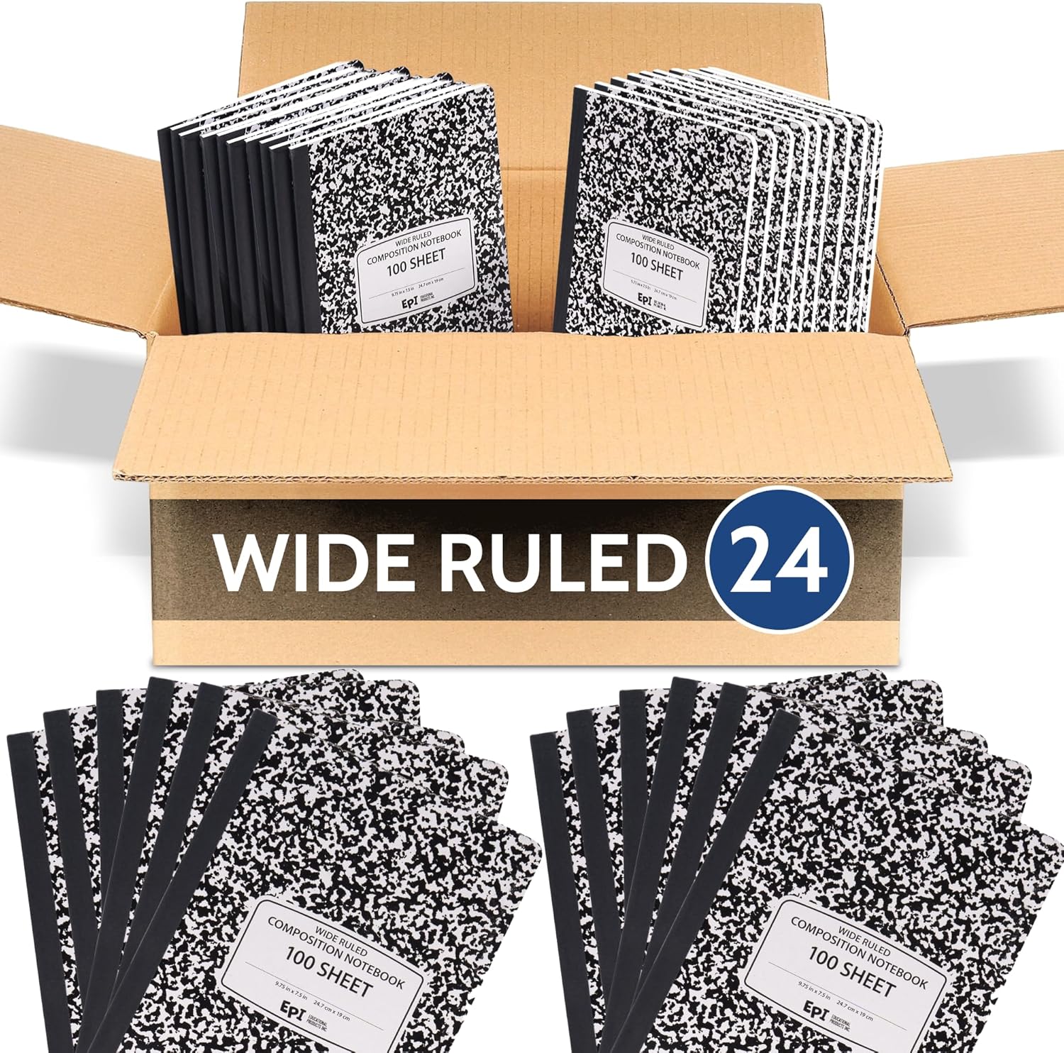 EPI Marble Hardcover Composition Notebook - 24 Pack for School