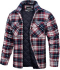 Men's Flannel Shirt Jacket Quilted Lined Long Sleeve - Warm Casual