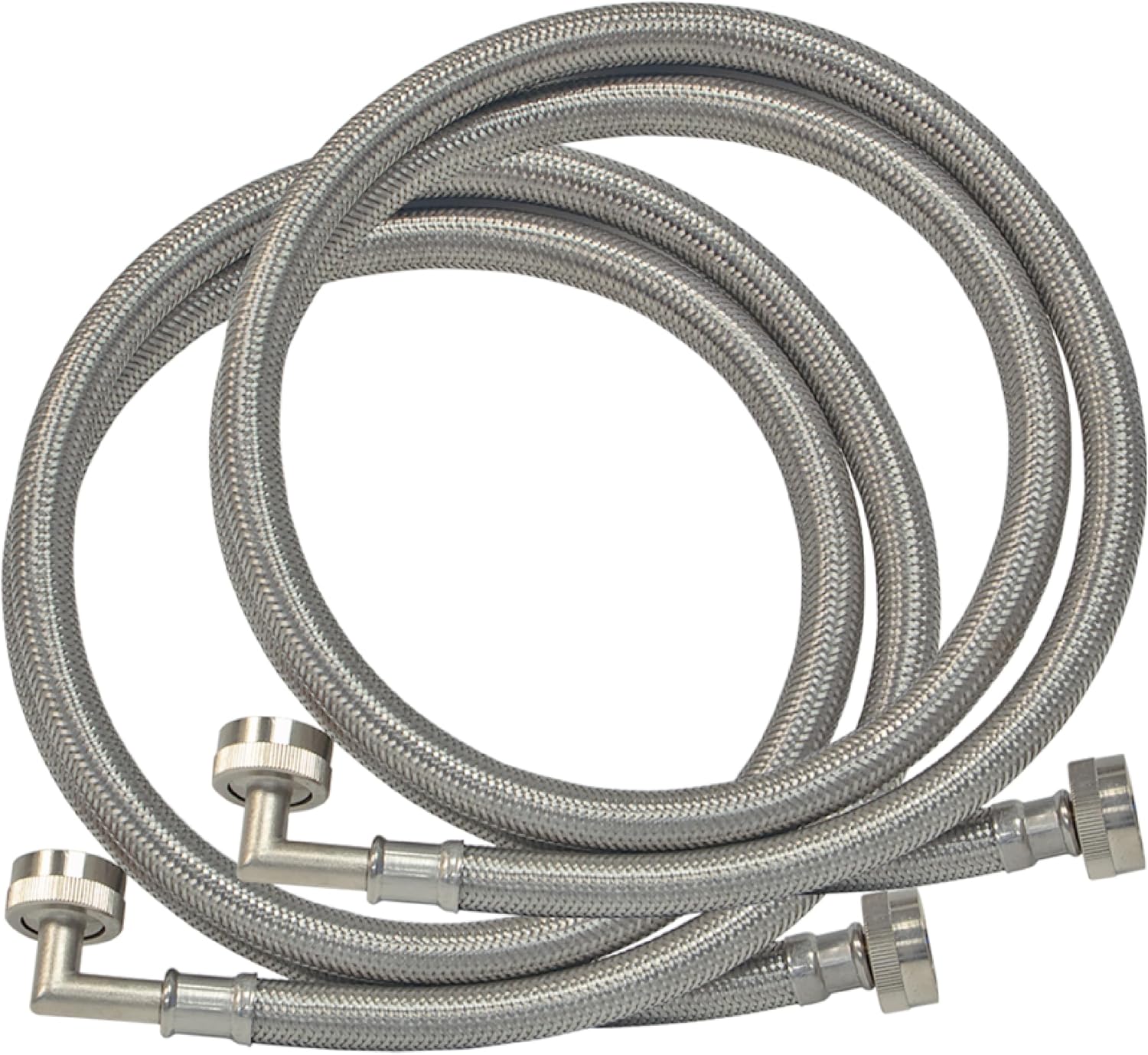Eastman 6ft Braided Stainless Steel Washer Hoses, 90 Elbow Pack