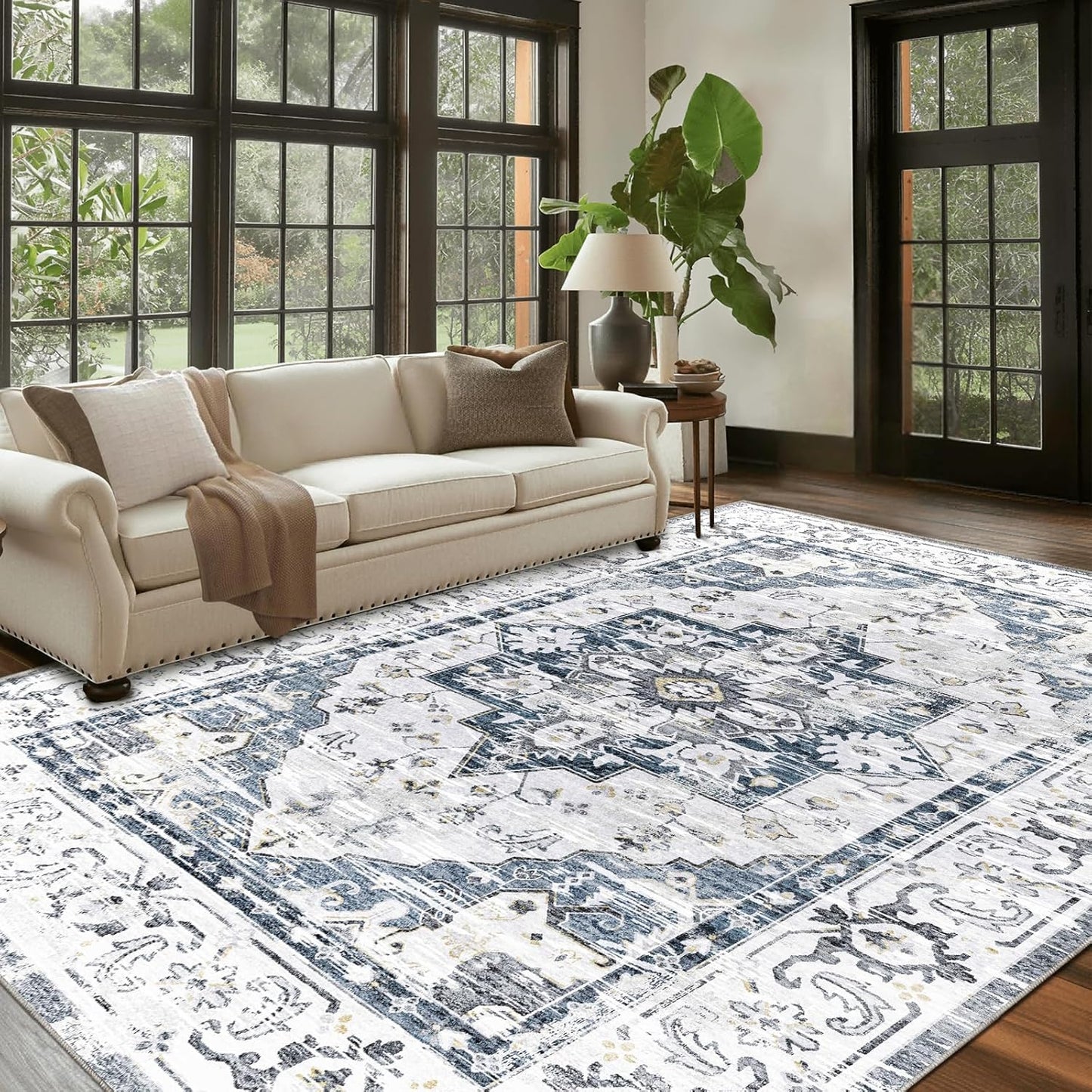 Area Rugs for Living Room - Soft Boho Vintage 8x10 Washable Rugs