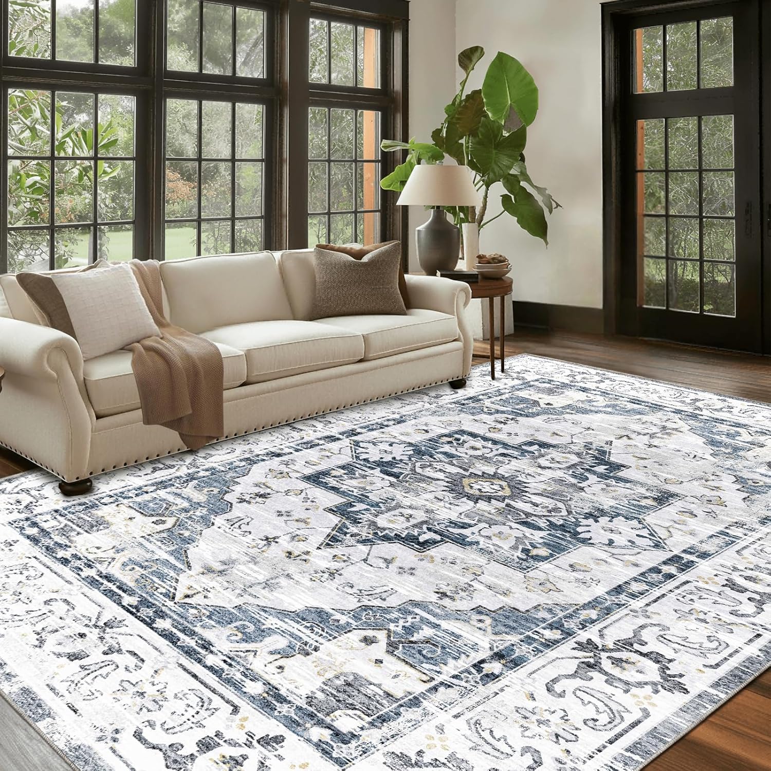 Area Rugs for Living Room - Soft Boho Vintage 8x10 Washable Rugs