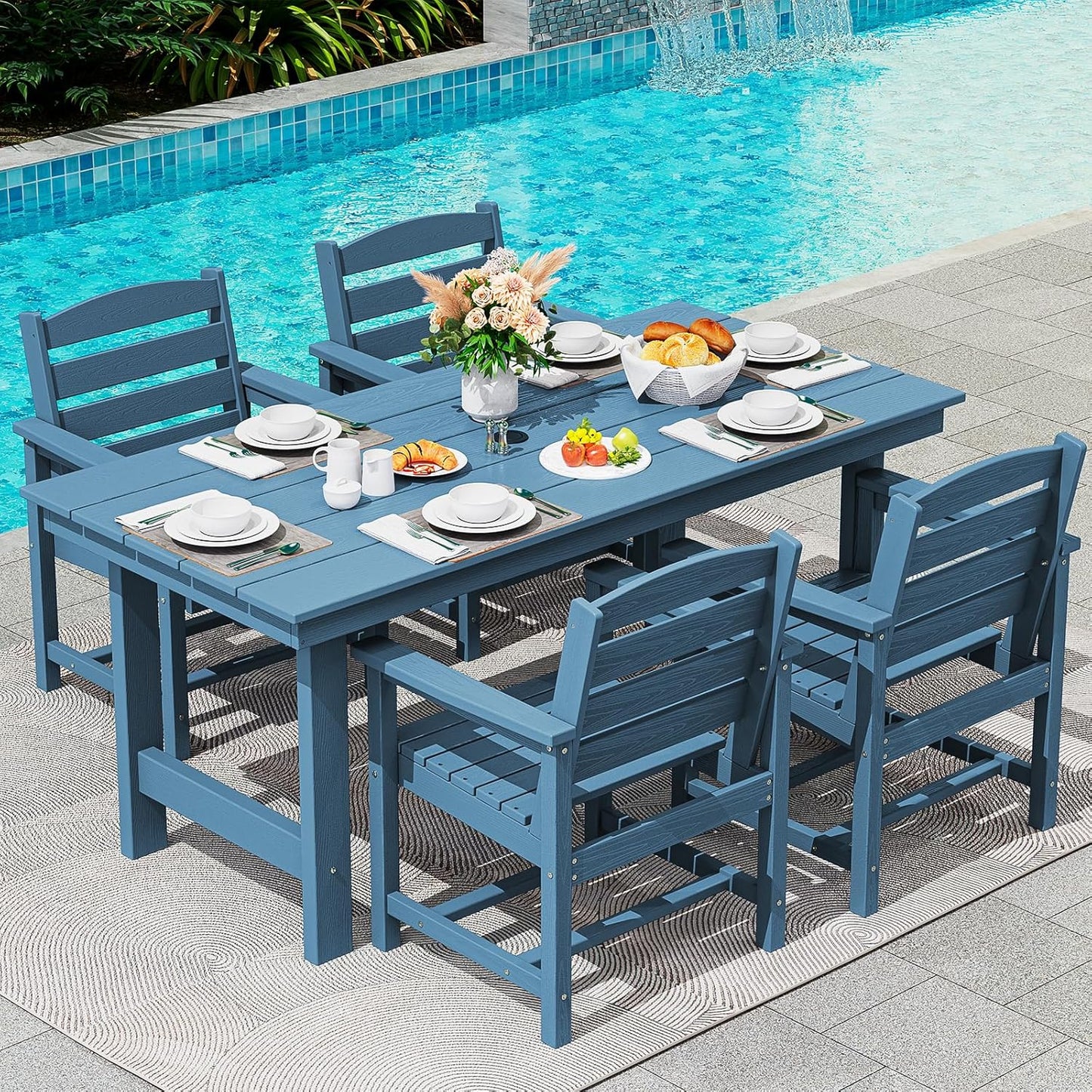 SERWALL Patio Table Set for Outdoor Dining with Umbrella Hole