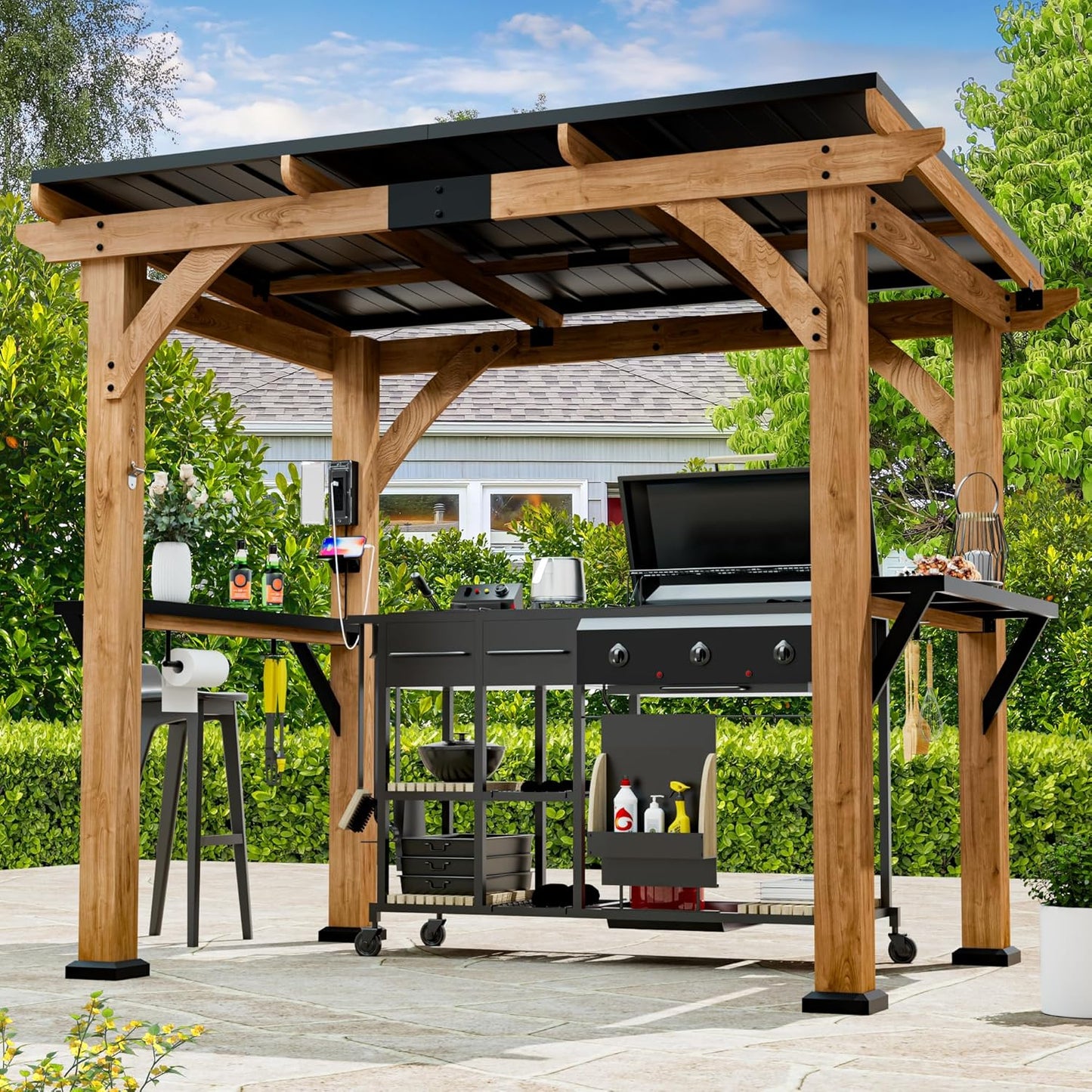Modern Shade Grill Gazebo 6ft X 8ft with USB Charging Ports