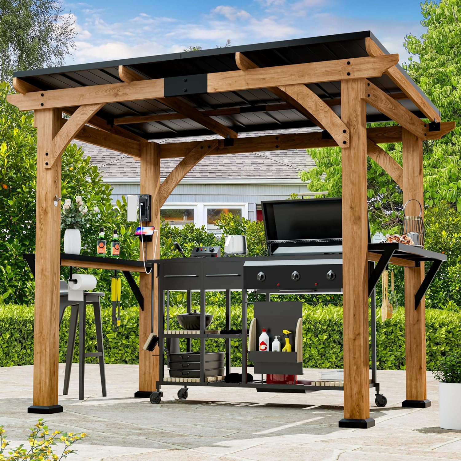 Modern Shade Grill Gazebo 6ft X 8ft with USB Charging Ports