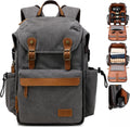 Gray Camera Backpack for DSLR & Drone - Professional Canvas