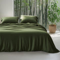 Silky Cooling Duvet Cover Queen Olive Green - Bamboo Rayon Comfort