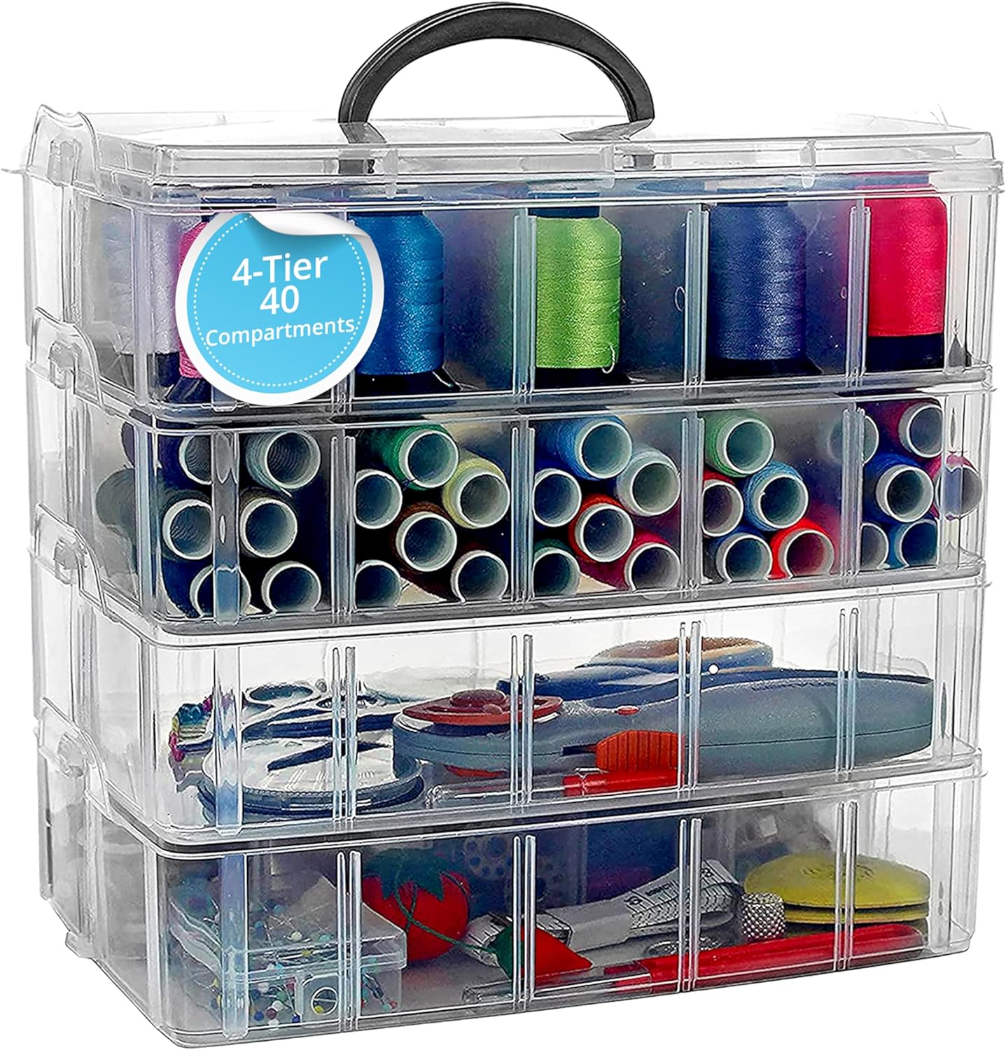 Clear 4-Tier Stackable Storage Containers for Craft Organizers