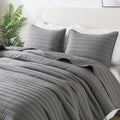 ROARINGWILD Dark Grey Queen Size Quilt Set - Lightweight All-Season
