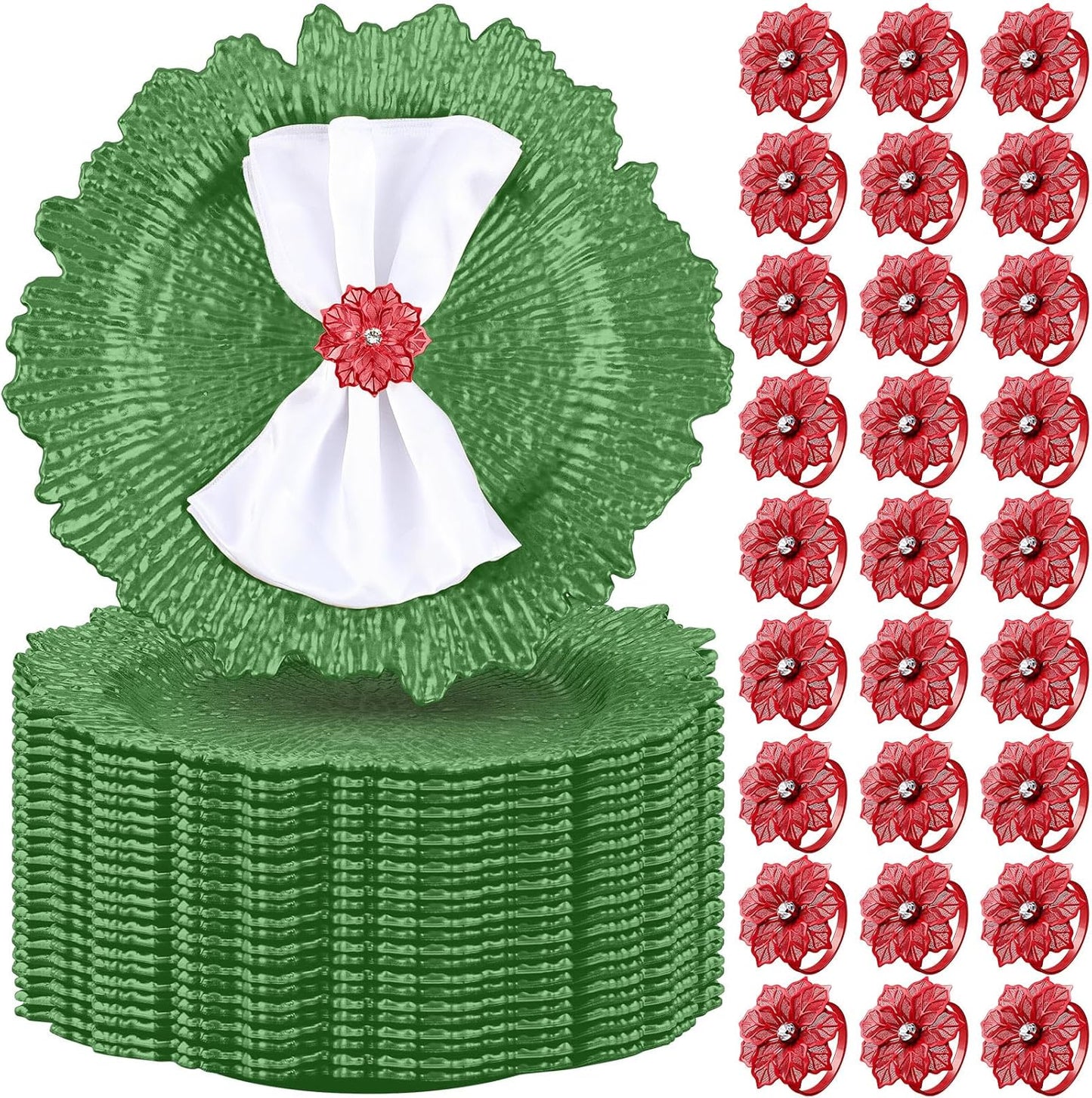 50 Set Charger Plate with Napkin Ring for Elegant Table Setting