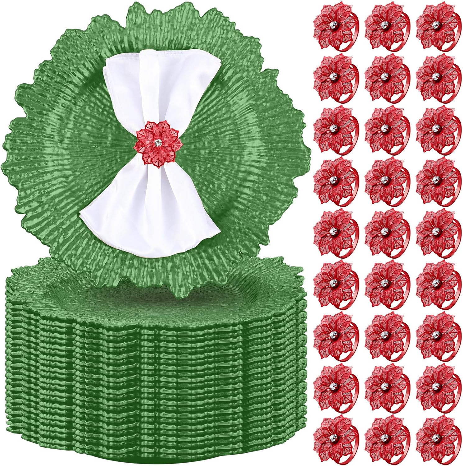 50 Set Charger Plate with Napkin Ring for Elegant Table Setting