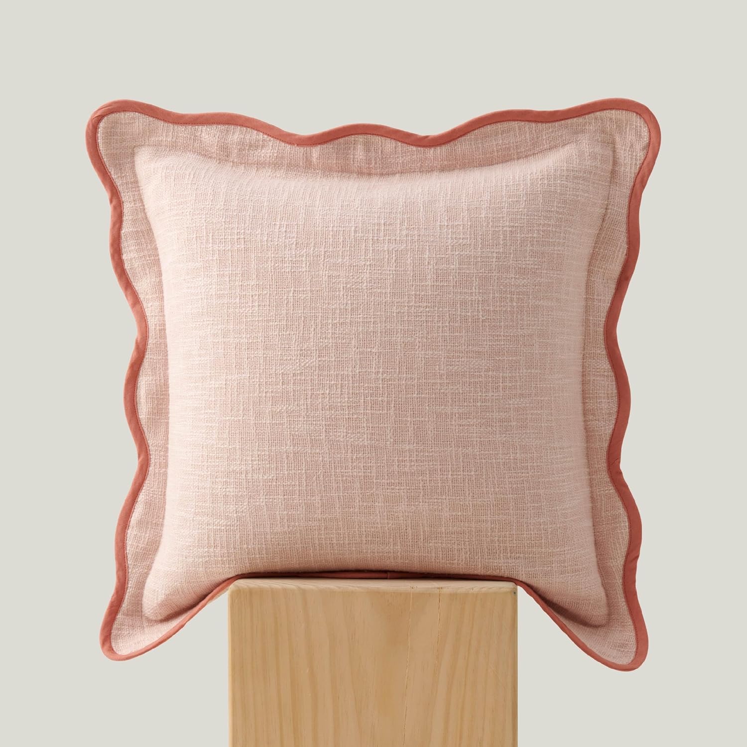 Double Stitch Scalloped Throw Pillow Covers for Modern Decor
