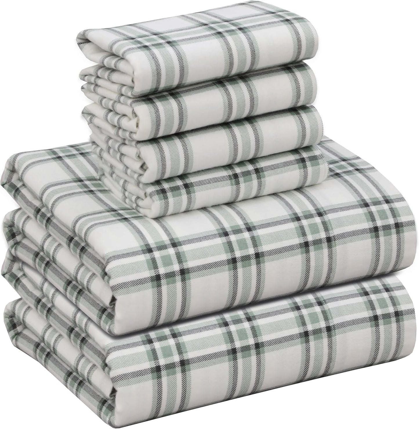 RUVANTI Flannel Sheets King Size Set - 100% Cotton Comfort