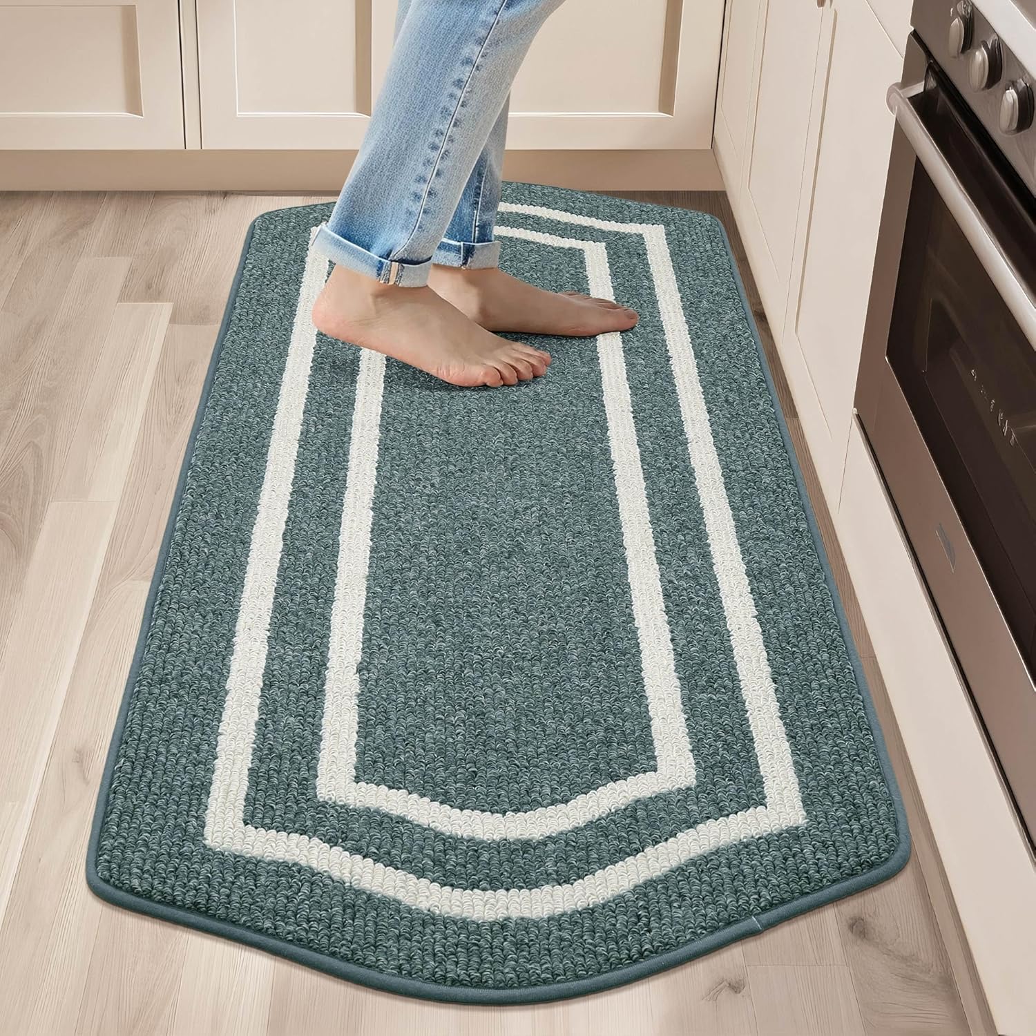 COSY HOMEER Kitchen Rugs Non Slip Mats for Floor 24x48 in Lake Blue