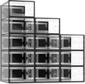 Stackable Clear Shoe Storage Boxes 12 Pack - Space Saving Organizer