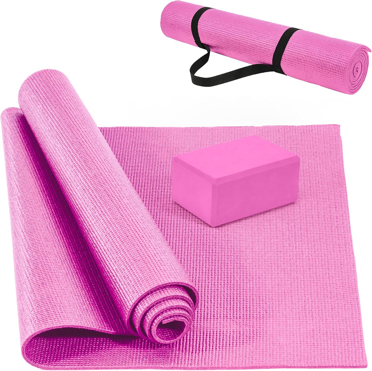 0.25 Inch High Density Yoga Mat for Indoor & Outdoor Workouts - Pink