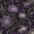 Purple Floral Peel and Stick Wallpaper - Dark Boho Botanical