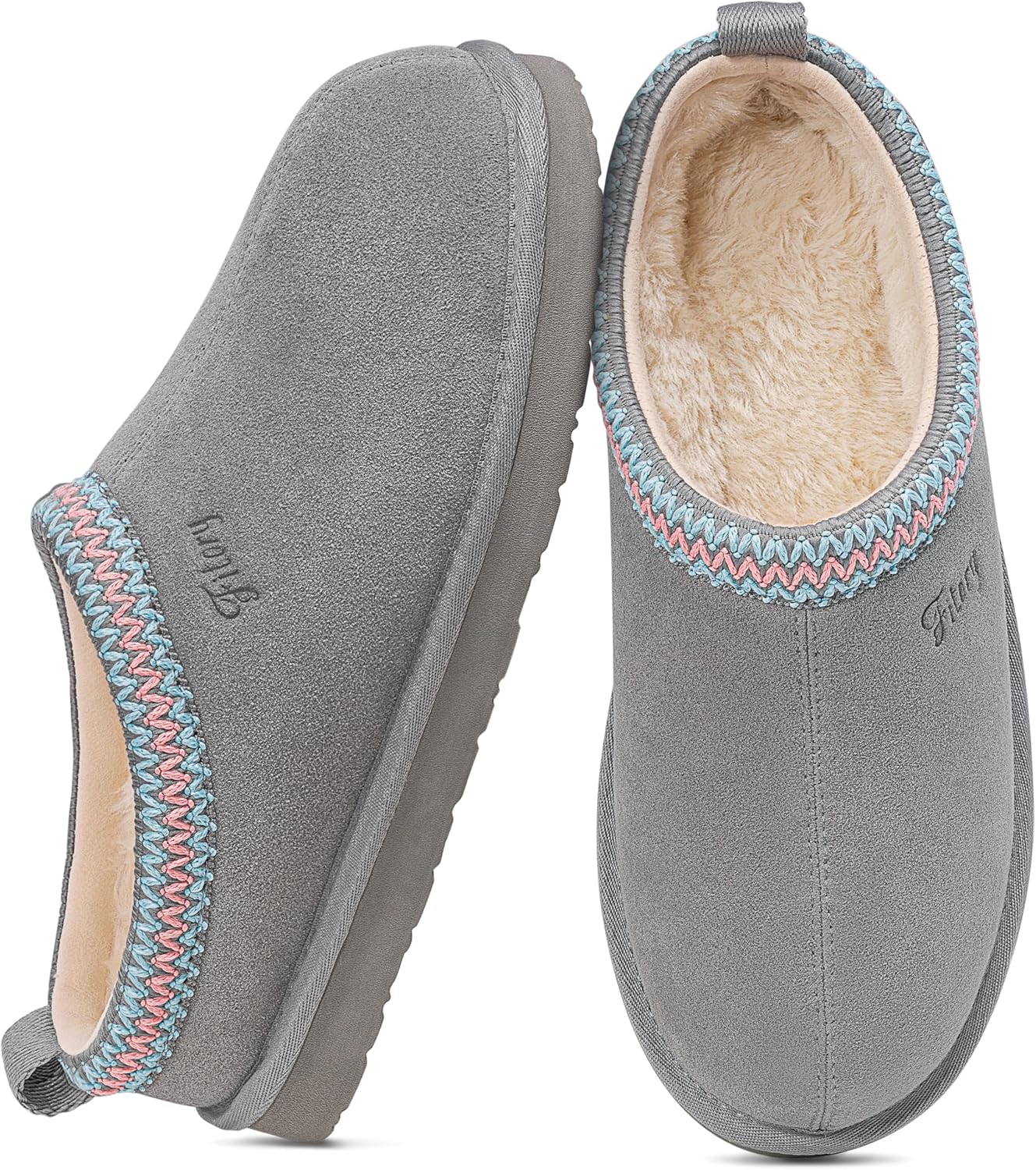FITORY Women's Suede Slipper: Cozy Faux Fur Lined Boots