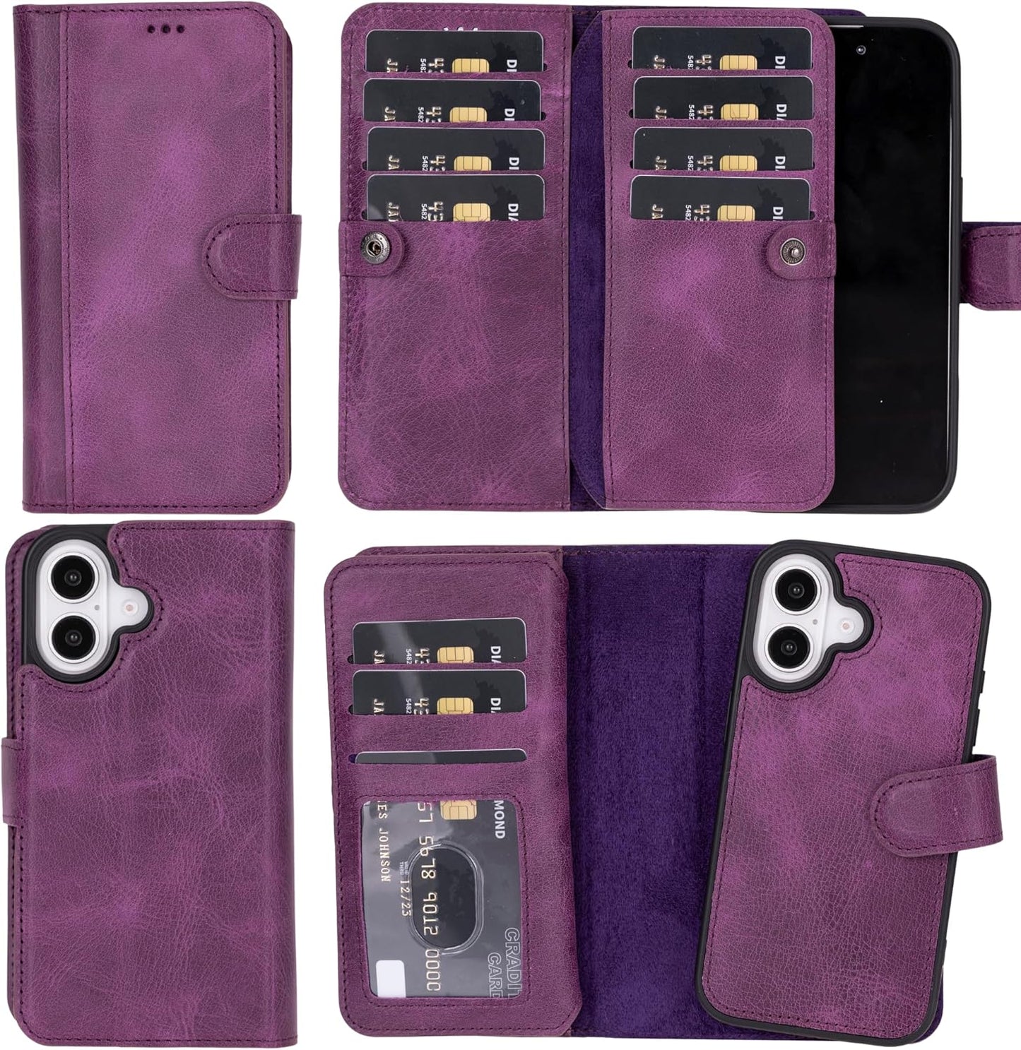 Genuine Premium Leather Handmade MagSafe Wallet Case for 16