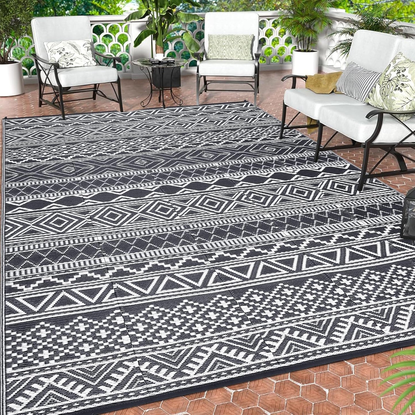 GAOMON Outdoor Rug 9ftx12ft Waterproof Mat for Patio Decor