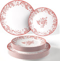 Pink Floral Disposable Plates for Party Supplies - Durable 80pc Set