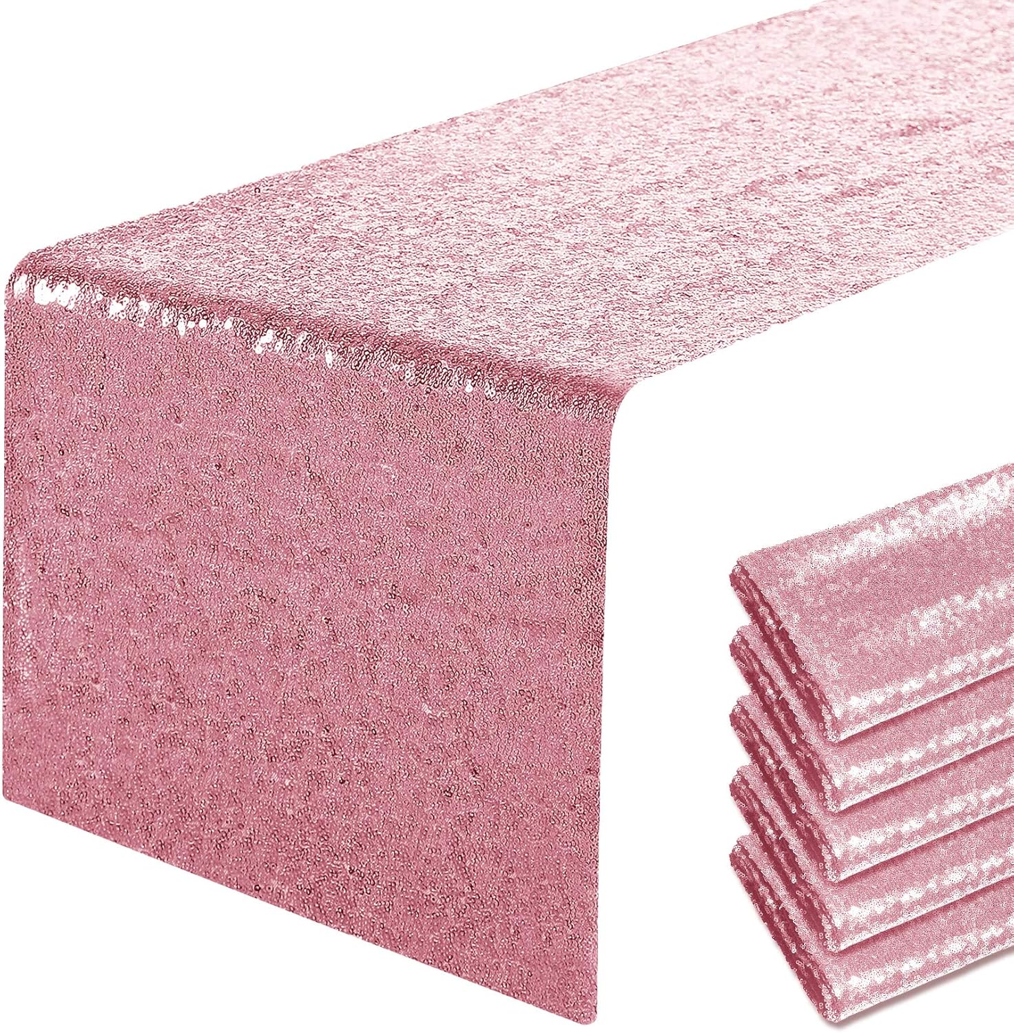 Light Pink Sequin Table Runner for Weddings and Parties