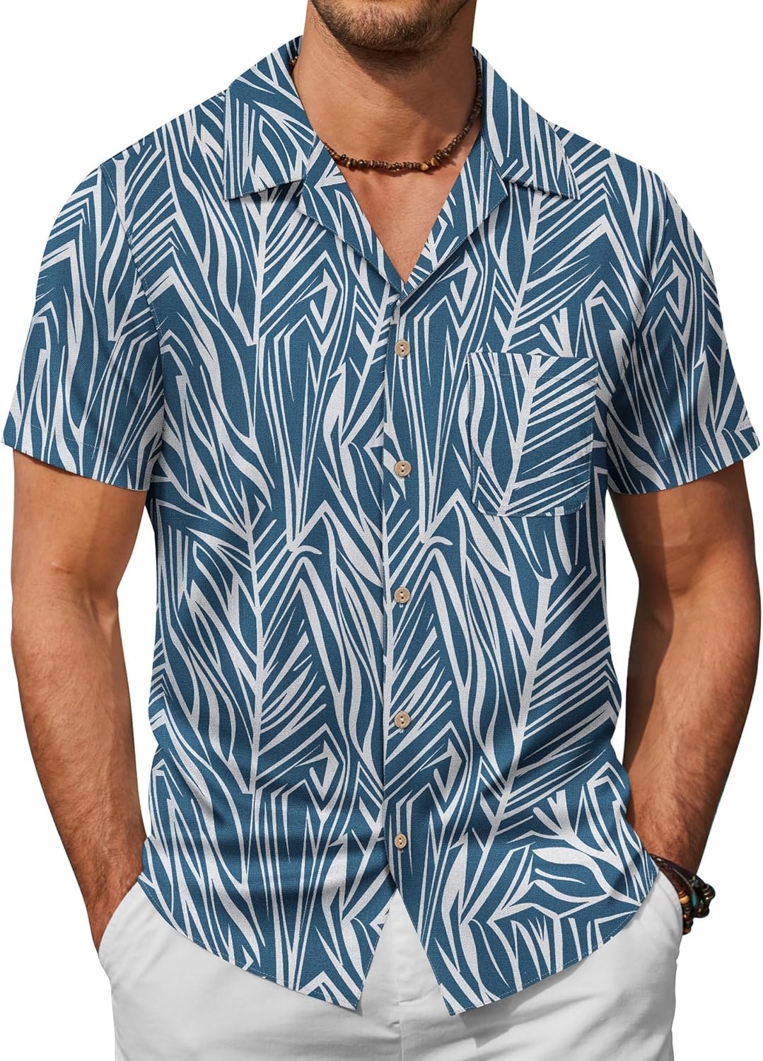 COOFANDY Mens Hawaiian Shirt Short Sleeve Casual Floral Style