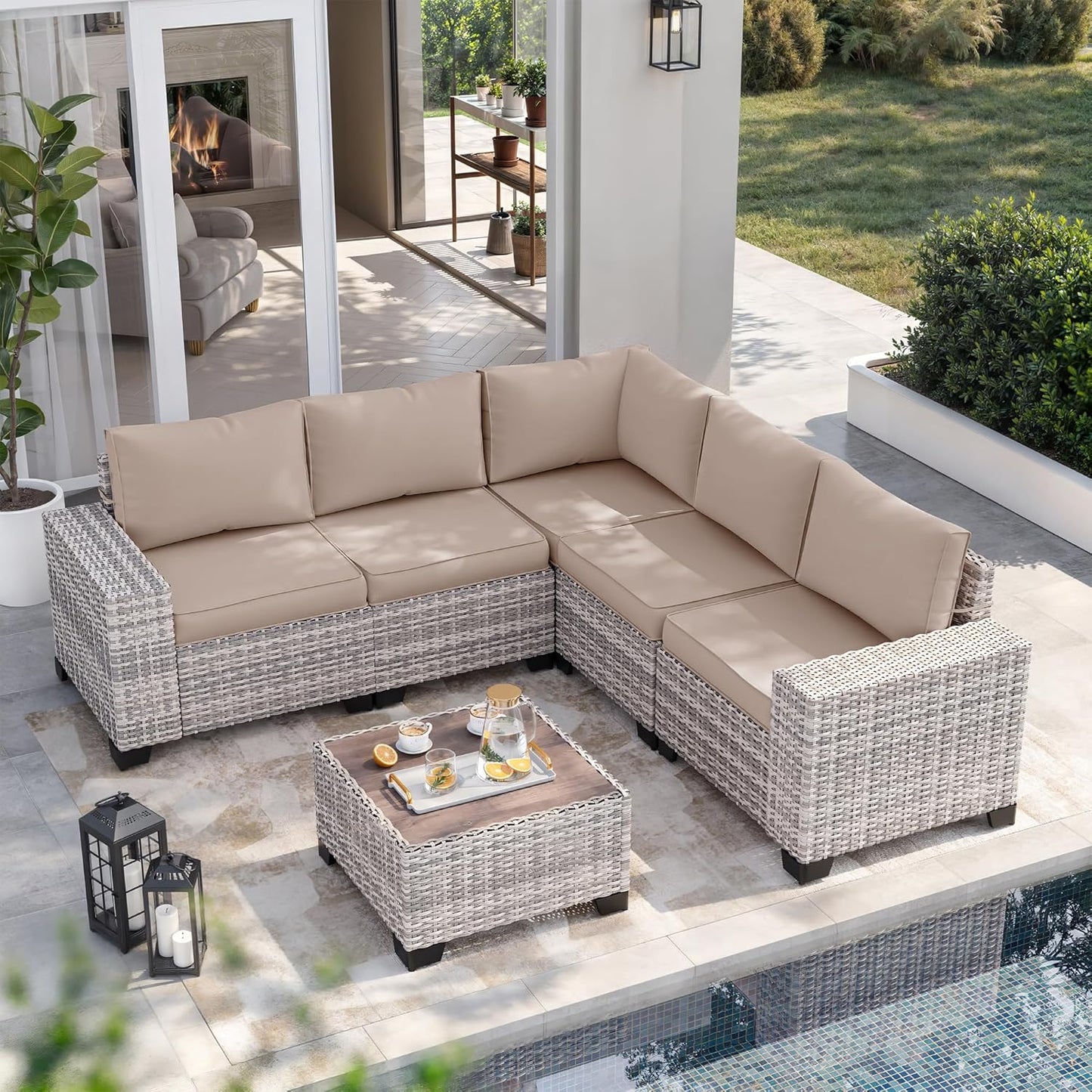 6-Piece Outdoor Patio Furniture Set for Garden and Poolside