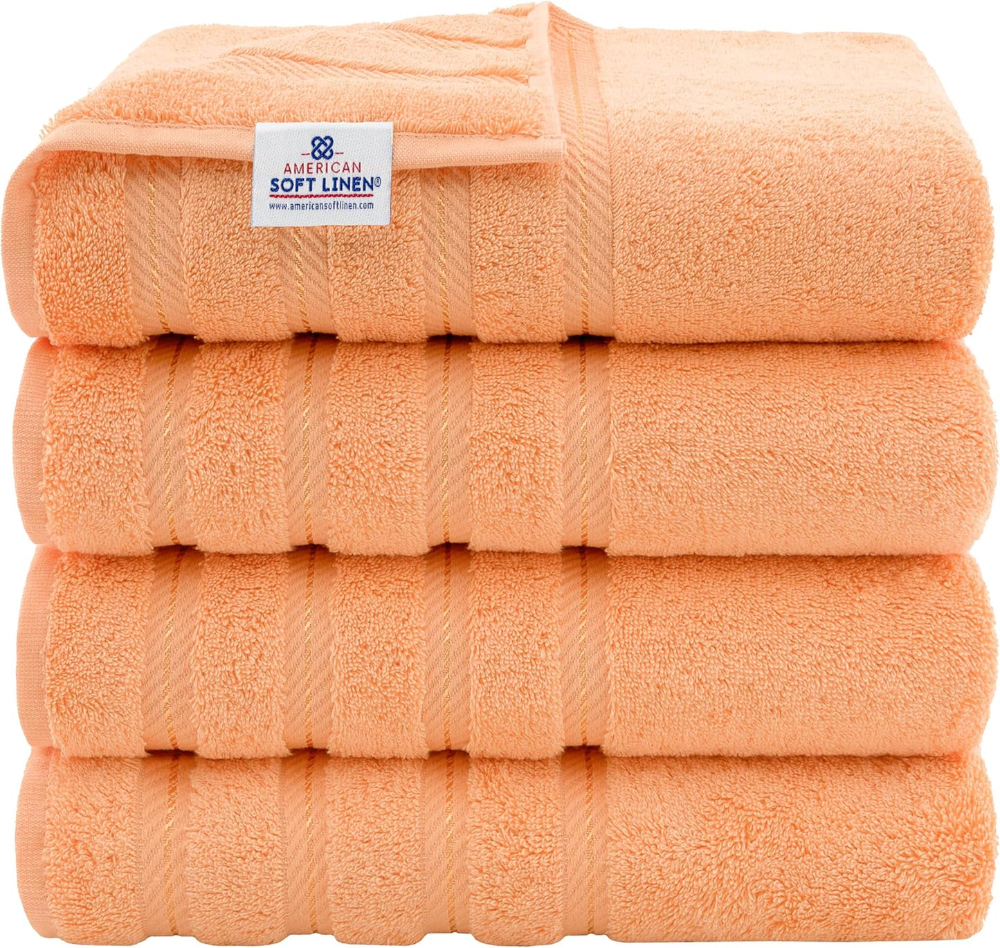 Luxury 4 Piece Bath Towel Set in Malibu Peach for Comfort