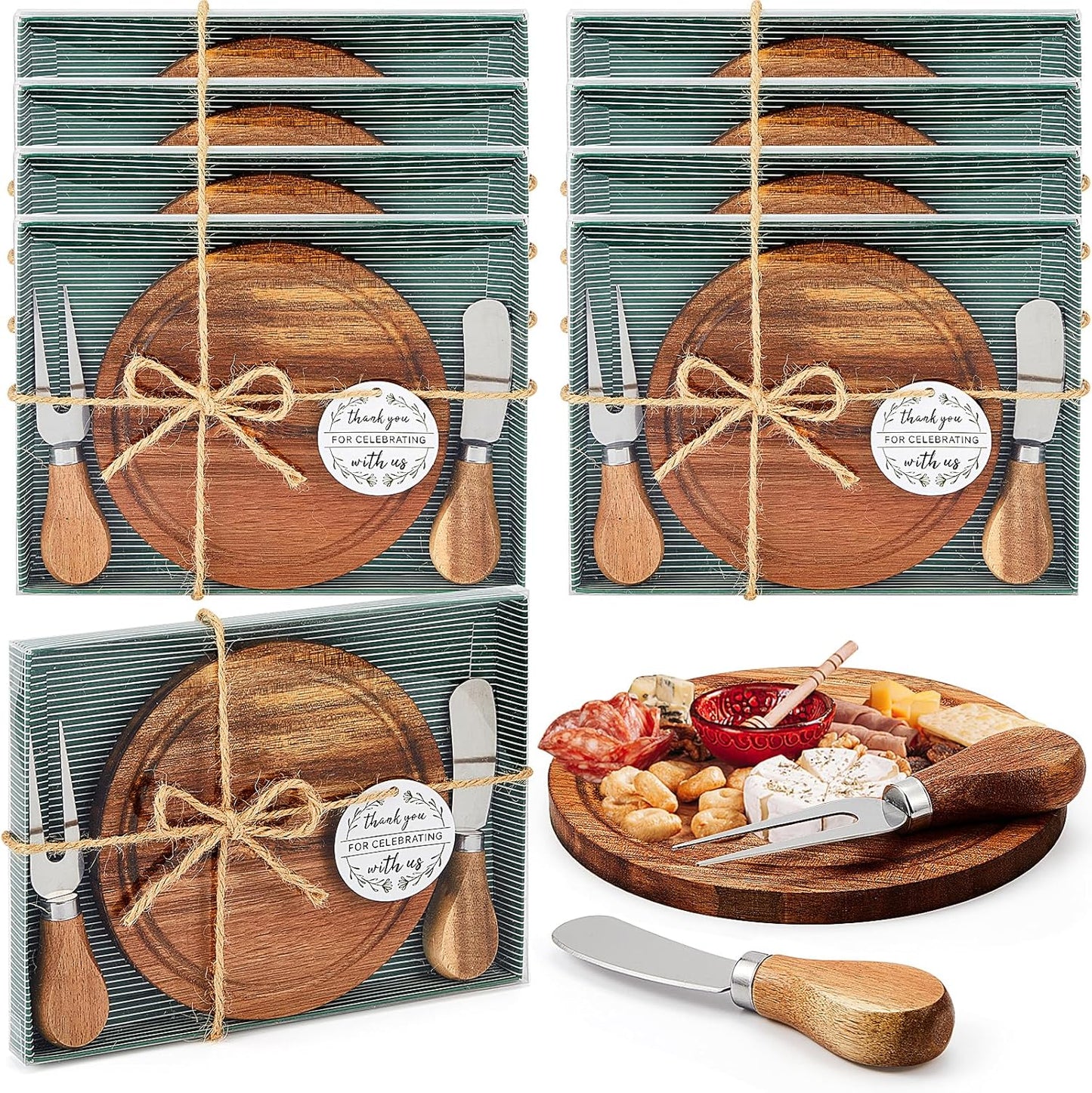 Maxcheck 8 Sets Baby Shower Game Prizes Round Cheese Board Set