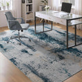 Living Room Rug 9x11 Aqua Blue Area Rug - Machine Washable Comfort