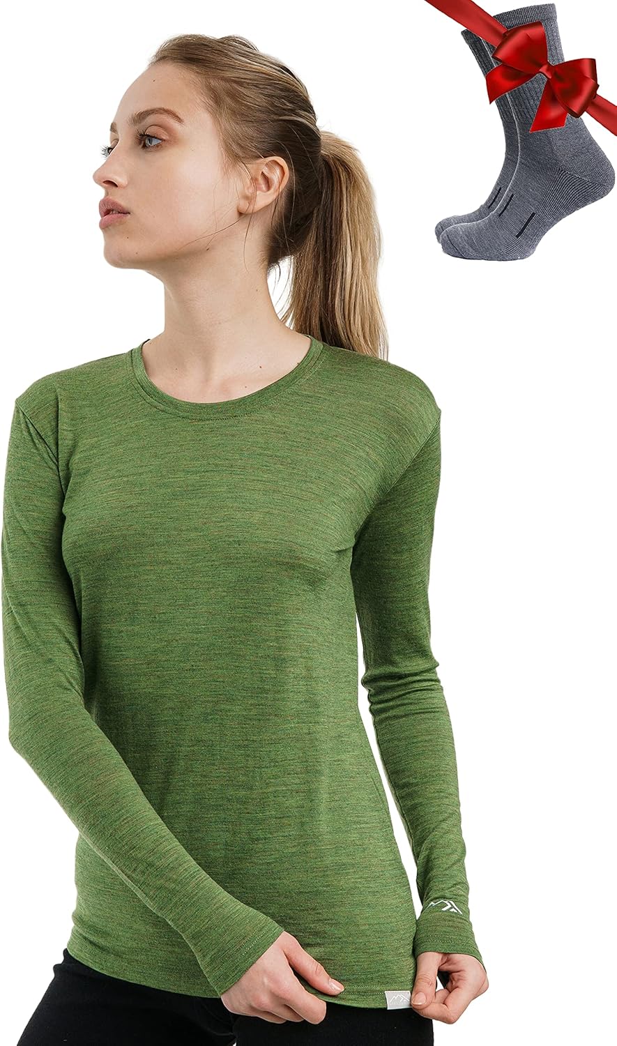 Merino Wool Base Layer Women - Comfortable Thermal Shirt & Socks