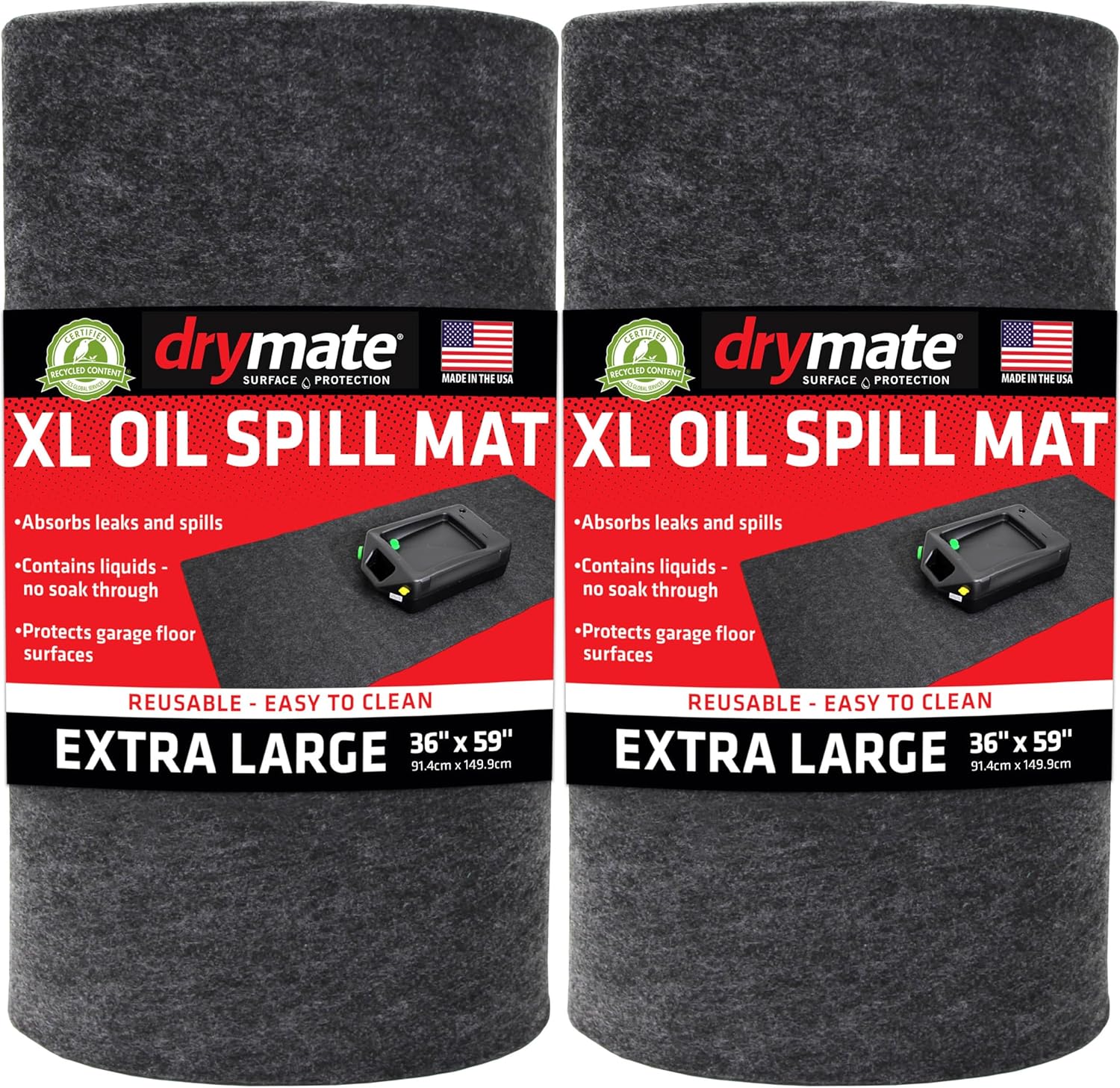 Drymate XL Oil Spill Mat 36in x 59in 2-Pack for Garage Protection