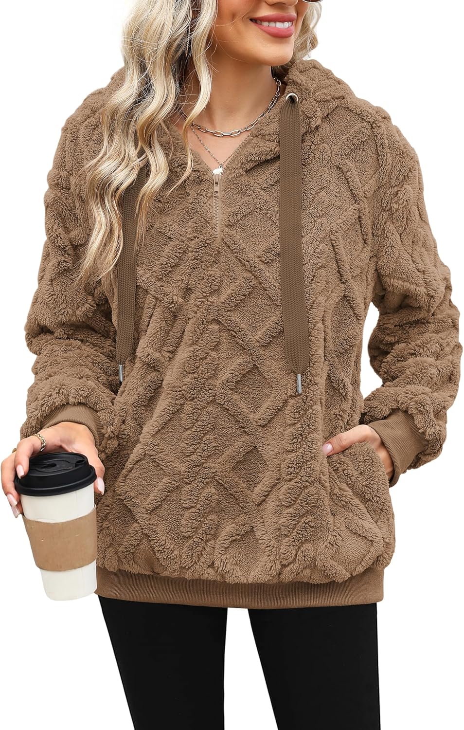 Oversized Sherpa Pullover Hoodie for Women - Cozy and Stylish
