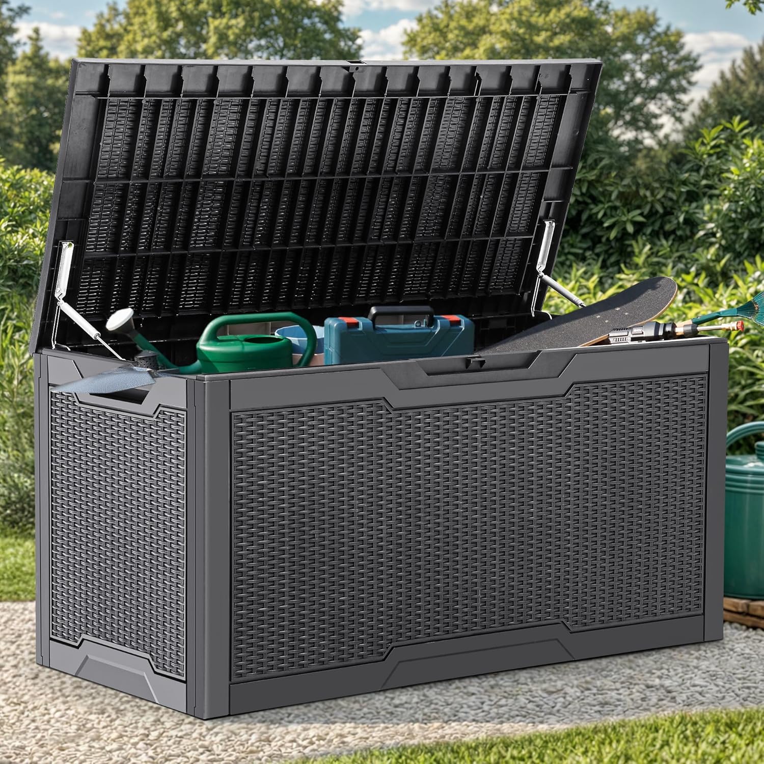 YITAHOME 100 Gallon Large Resin Deck Box for Outdoor Storage