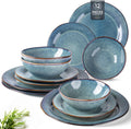 Ceramic Dinnerware Sets for 4 - Handmade Reactive Glaze, Scratch