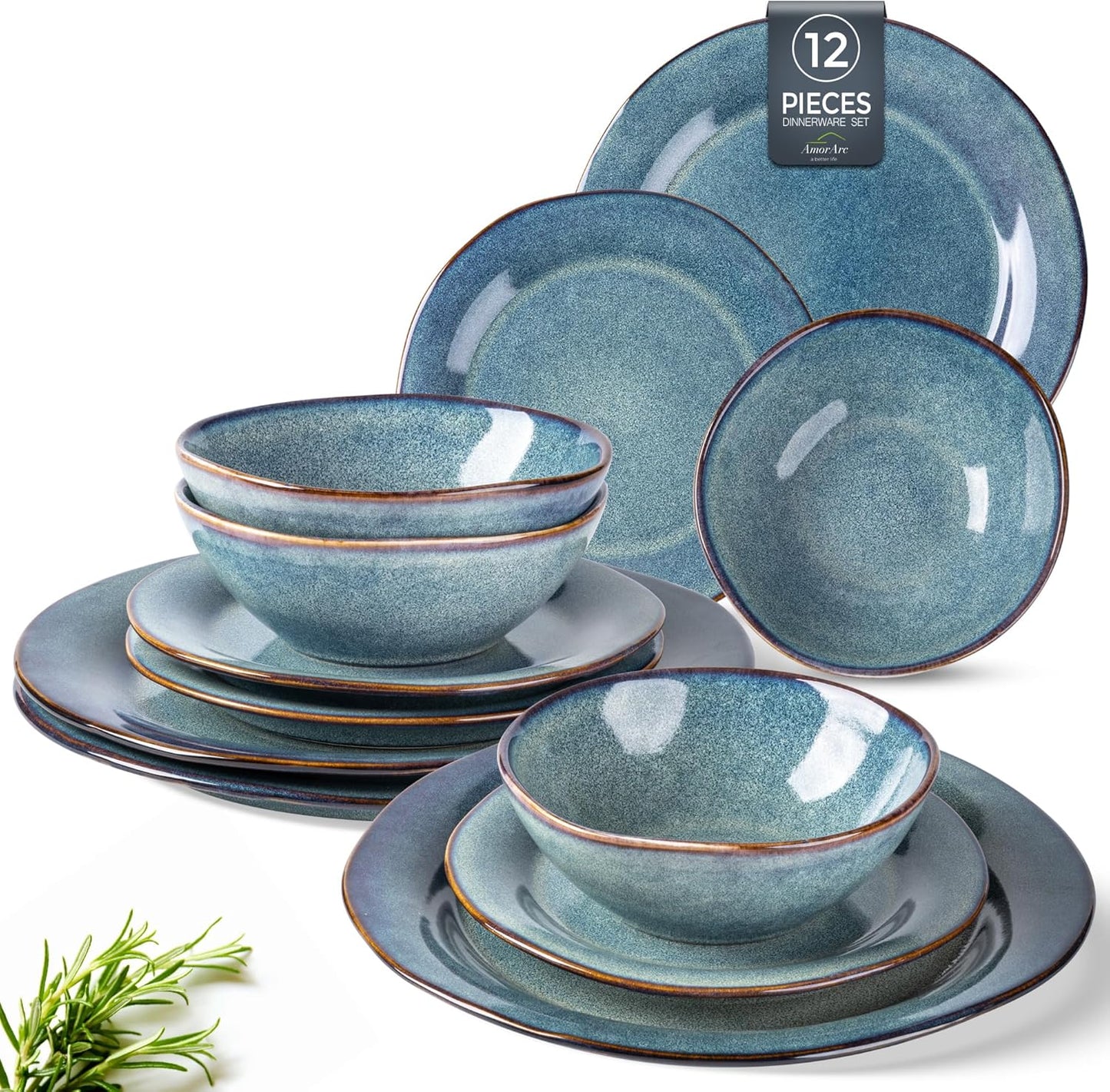 Handmade Ceramic Dinnerware Set with Unique Reactive Glaze