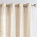 COLLACT Taupe Striped Linen Curtains 96 in Length - Light Filtering