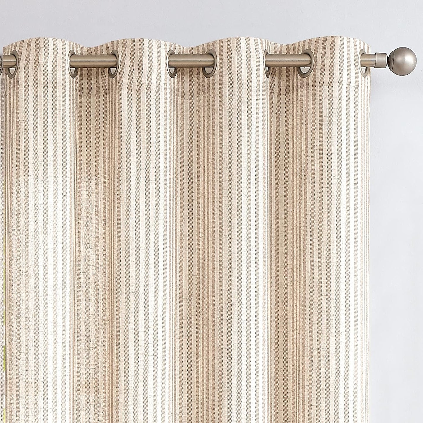 Farmhouse Taupe Linen Curtains 96 - Light Filtering, Set of 2