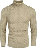 Men's Slim Fit Turtleneck Sweater - Classic Twisted Knit Look