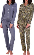 Real Essentials 2 Pack Women's Pajama Set - Soft Button-Down Lounge