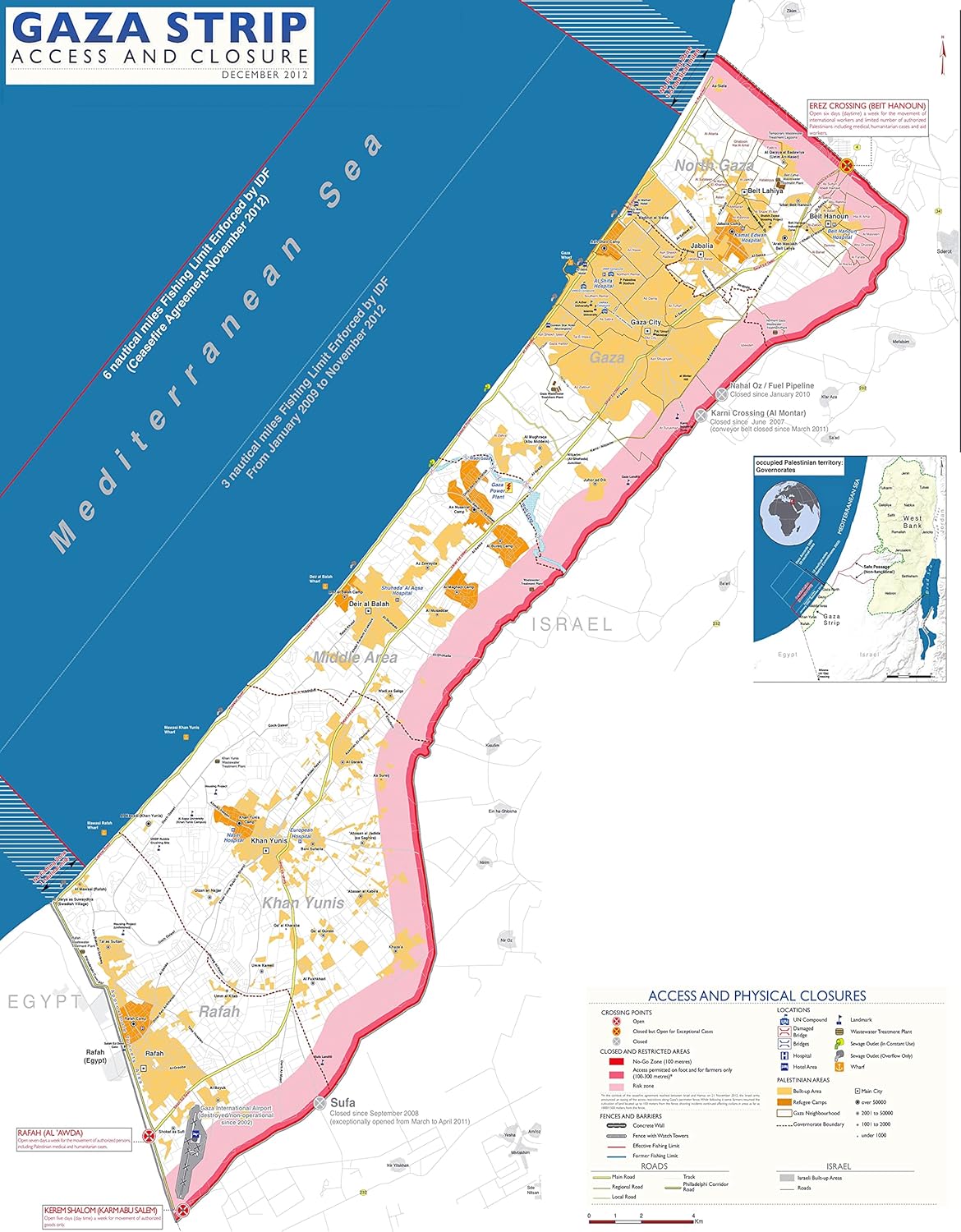 Gaza Strip Map Poster: Detailed Roads & Cities