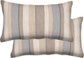 Honeycomb Outdoor Lumbar Toss Pillow Set - Durable Stripe Taupe